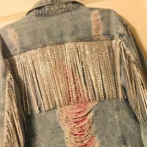 Rhinestone Fringe Denim Jacket